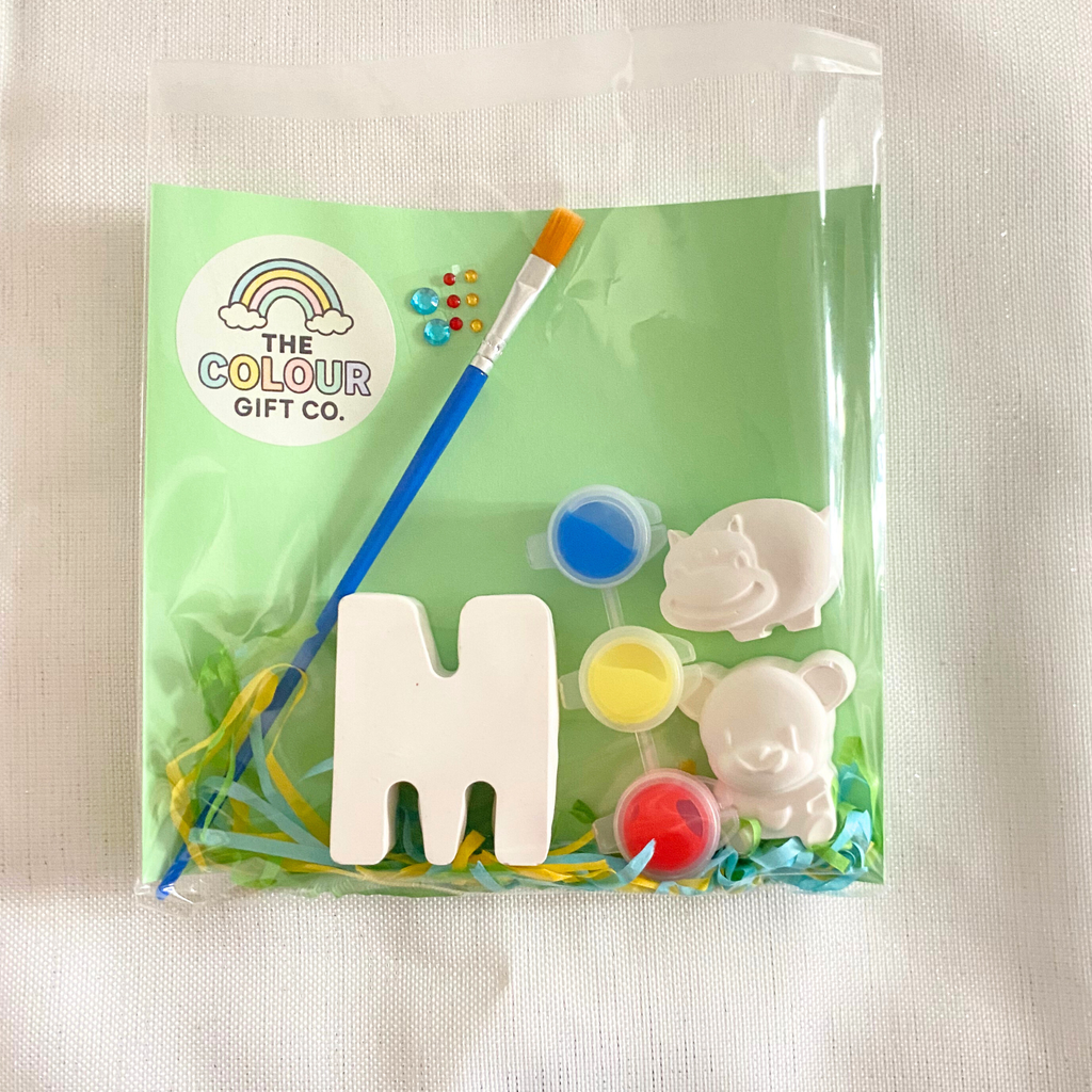 Hippo and Bear mini paint kit with two cute animal moulds and red, yellow and blue paints