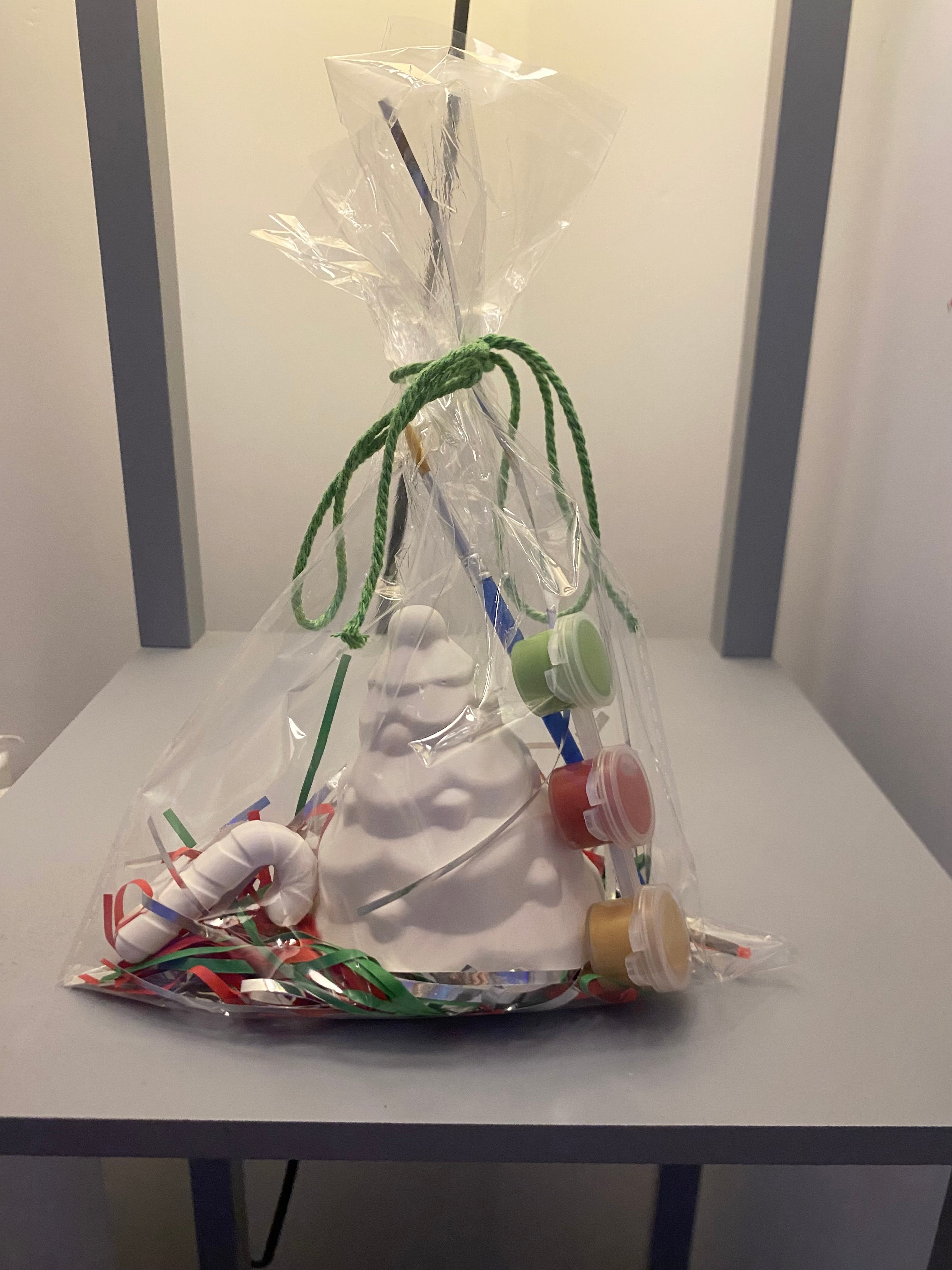 Close-up of Christmas tree mould and paint pots from The Colour Gift Co